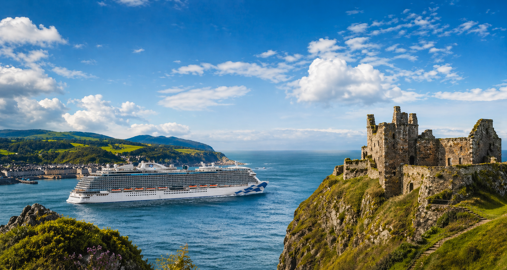 British Isles coastline from cruise ship deck